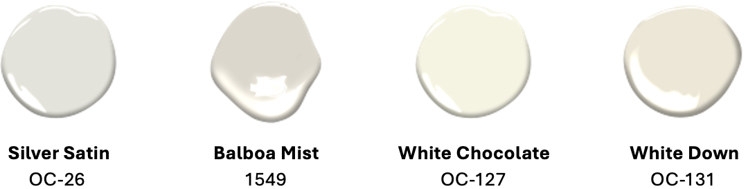 Benjamin Moore white tone colours