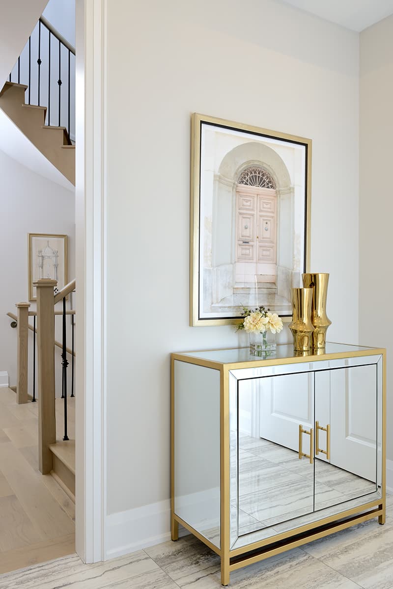 gold tones in hallway