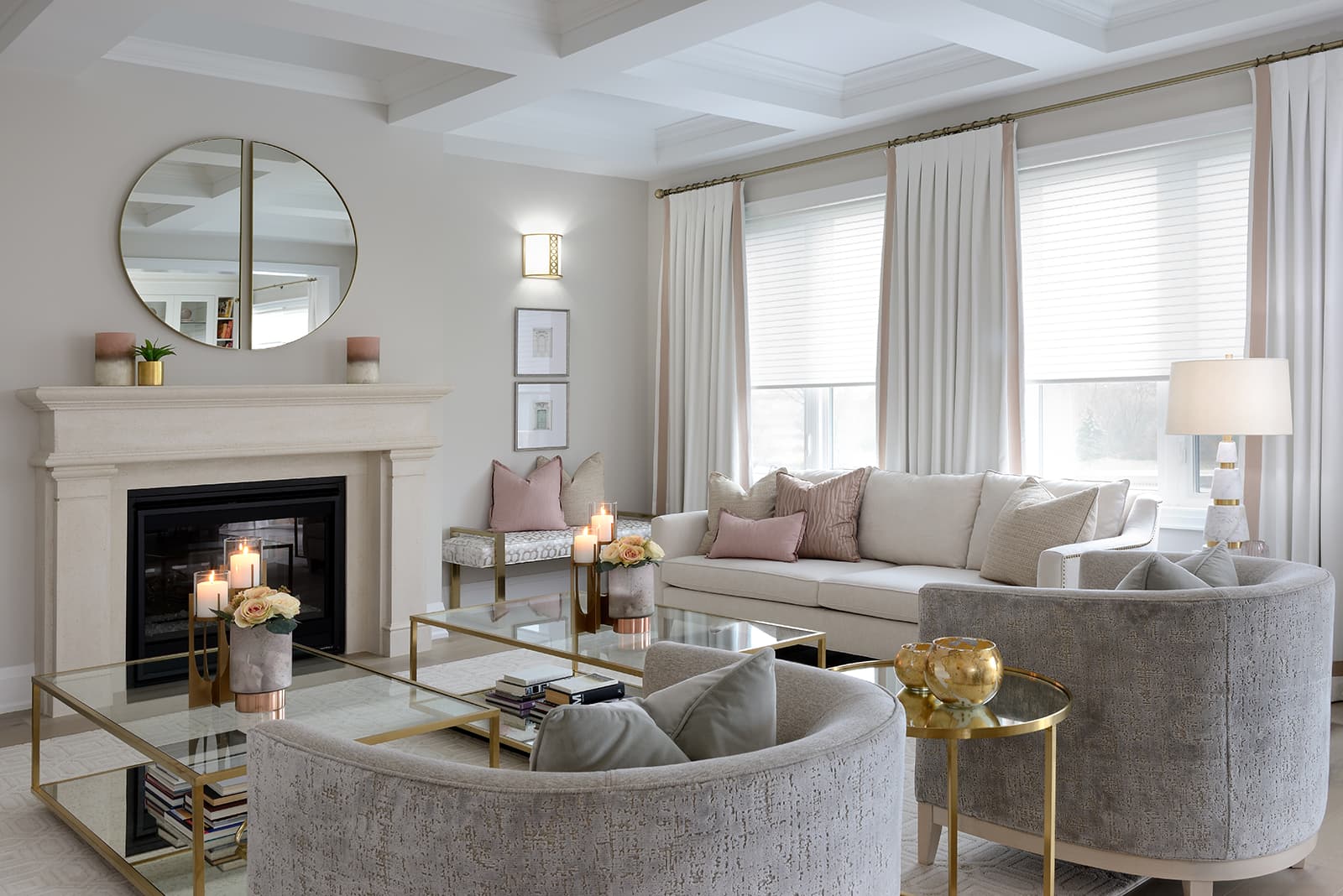 living room with white tones of colour