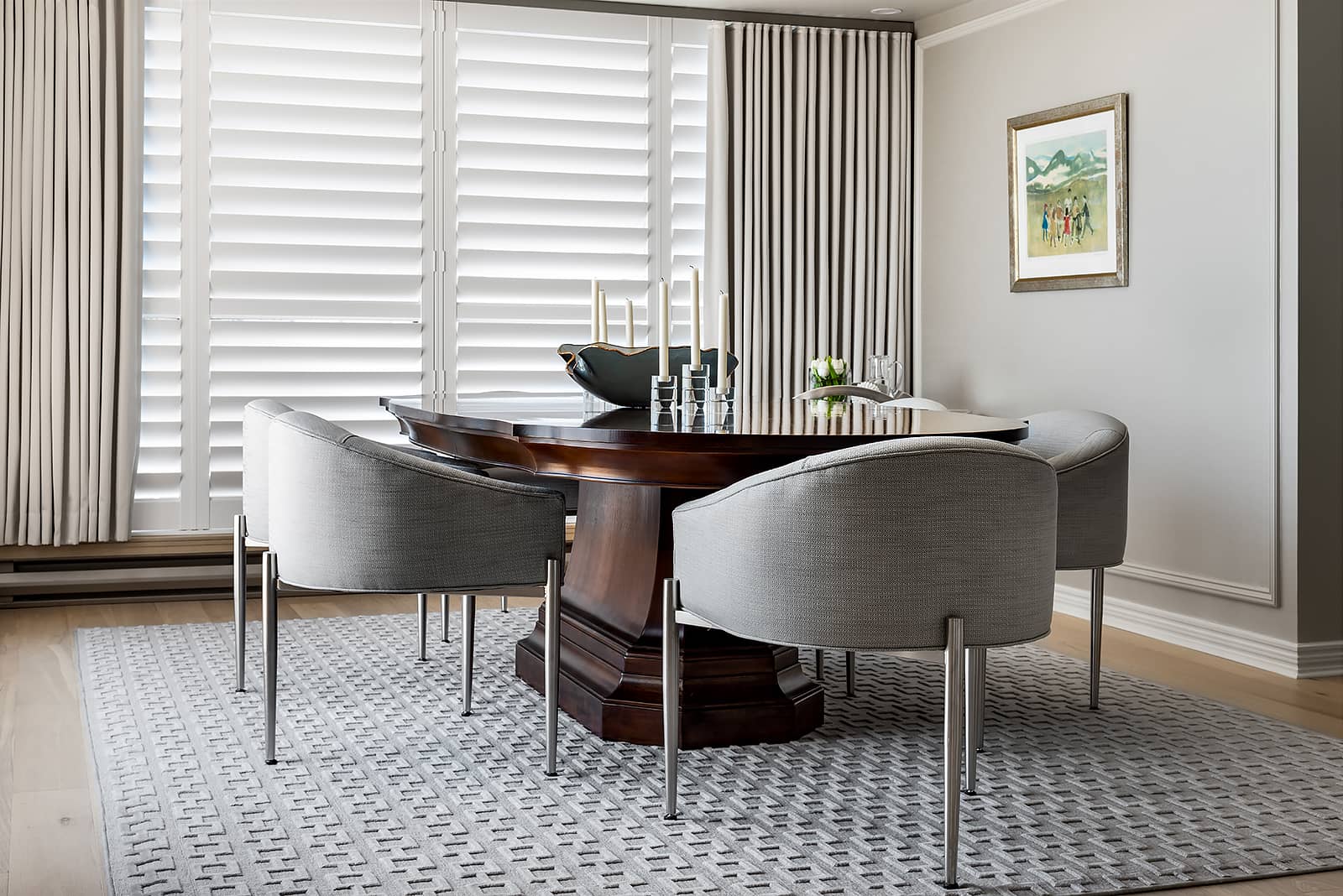 dining room table with grey chairs